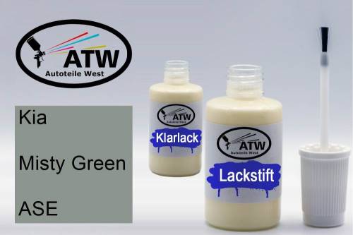 Kia, Misty Green, ASE: 20ml Lackstift + 20ml Klarlack - Set, von ATW Autoteile West.